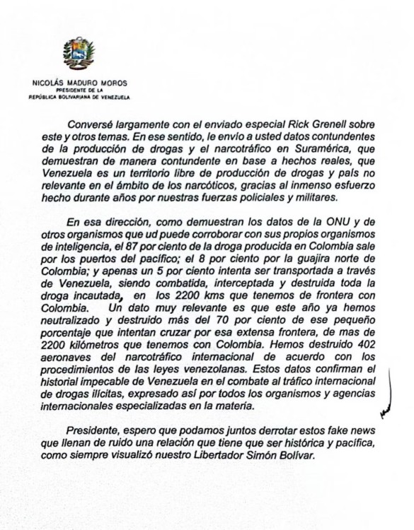 Maduro le envió una carta a Trump: ¿intento de negociación o estrategia política?