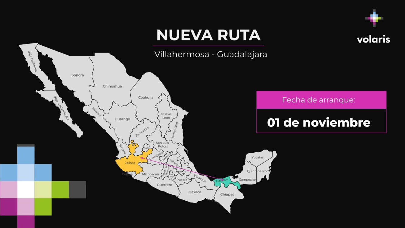 Volaris abrirá la ruta Villahermosa–Guadalajara