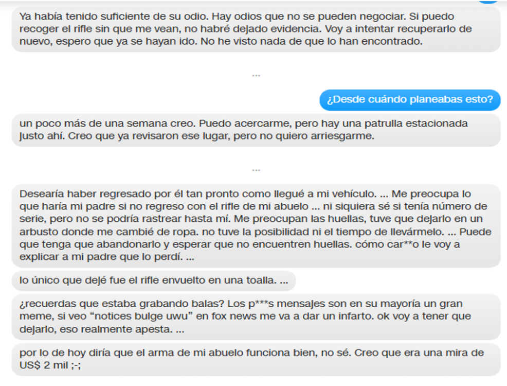 Qué dicen los fiscales sobre los textos entre Robinson y su pareja