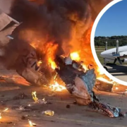 Una avioneta choca contra camiones causando un gran incendio en Texas