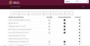 Captura oficial que evidencia que la AVSI no está registrada ante la CNSF, generando dudas tras que Rocío Nahle canceló el seguro estatal.
