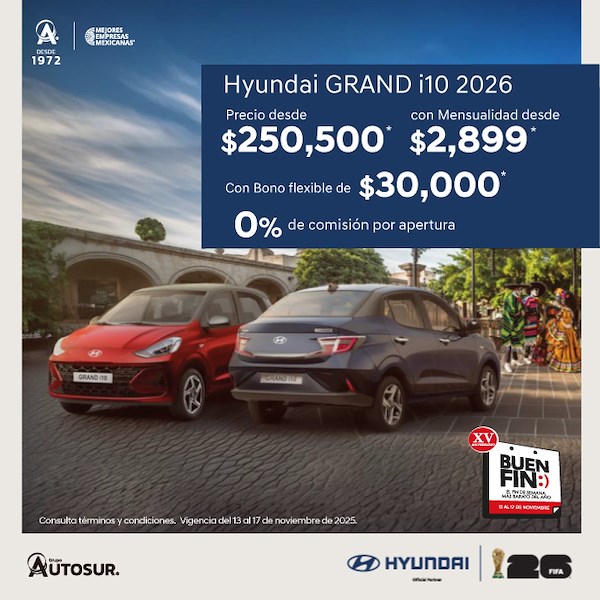Promoción Hyundai grand i10 2026 buen fin 2025