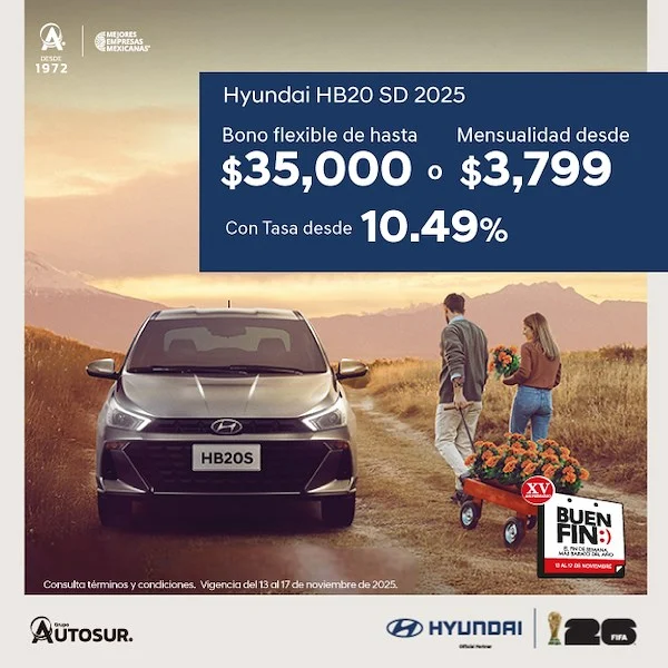 Promoción Hyundai hb20 sd 2025 buen fin 2025