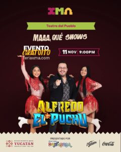 Alfredo “El Puchu” encenderá el escenario de Xmatkuil con su carisma y ritmo contagioso, haciendo bailar a todos los asistentes.