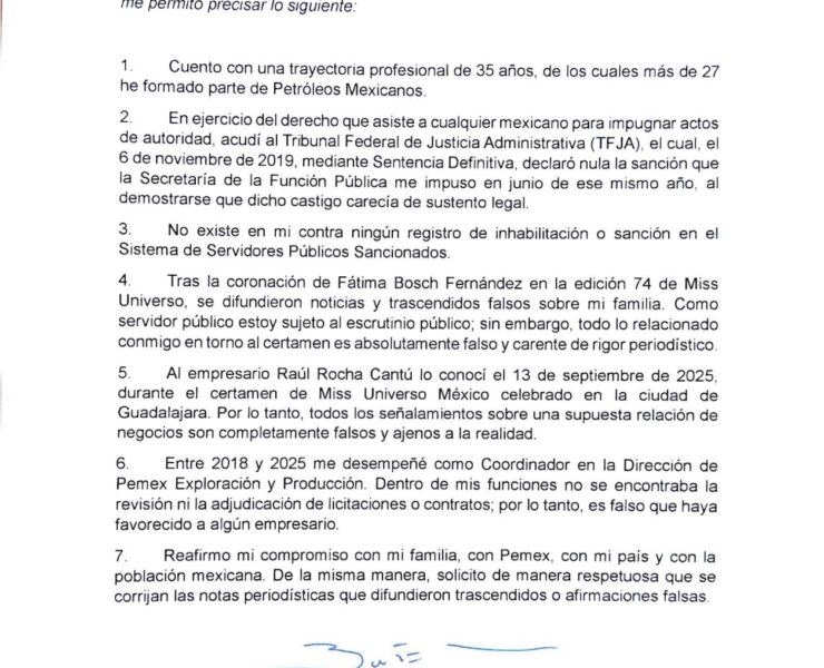 Bernardo Bosch desmiente sanciones y vínculos