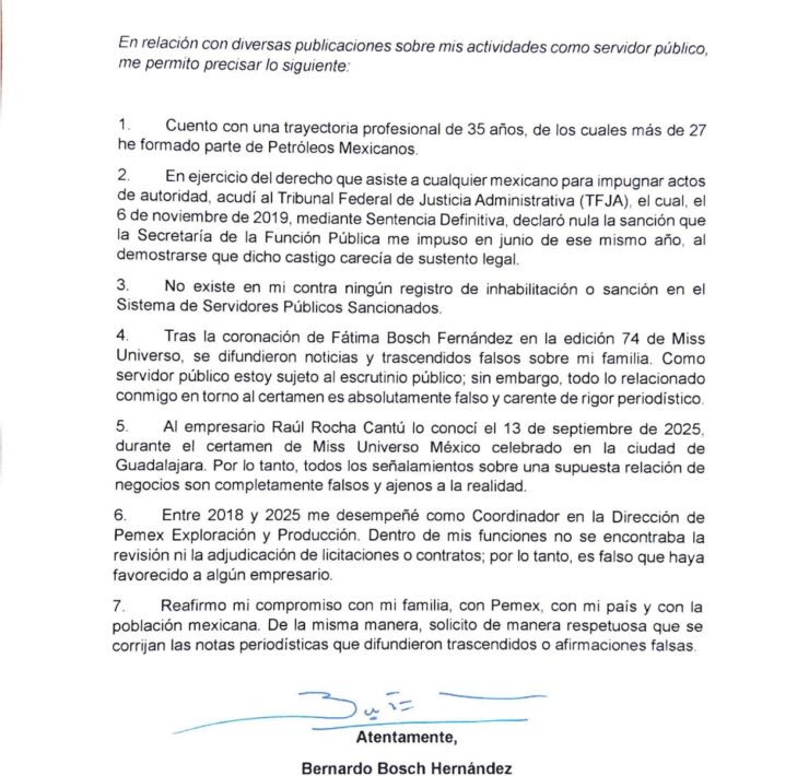 Bernardo Bosch desmiente sanciones y vínculos