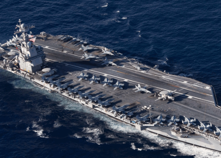 EEUU presume su poder naval con su famoso portaaviones USS Gerald R. Ford