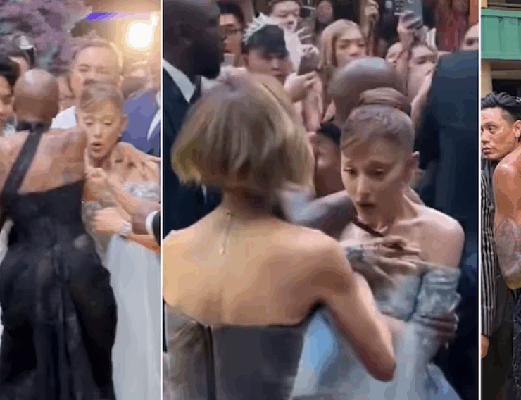 Fan se lanza sobre Ariana Grande durante la primer de "Wicked parte 2"