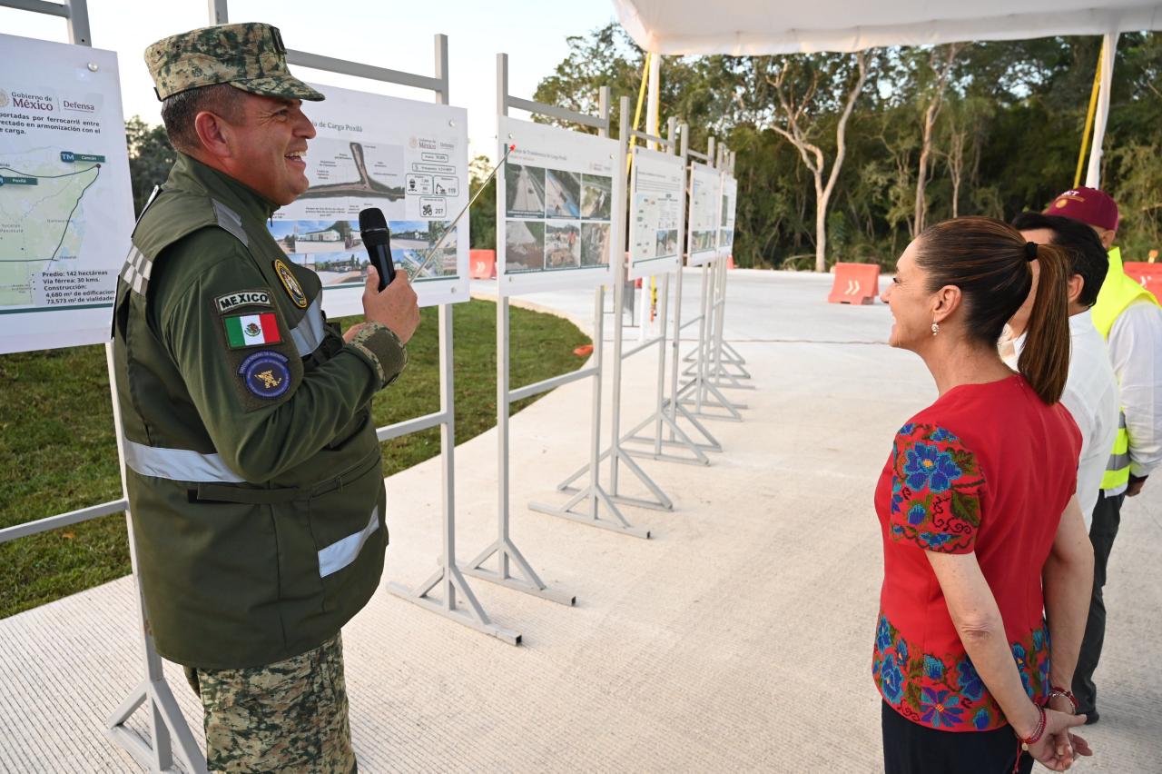 Sheinbaum anuncia fortalecimiento del Tren Maya para transporte de carga; presentan avances estratégicos en Yucatán