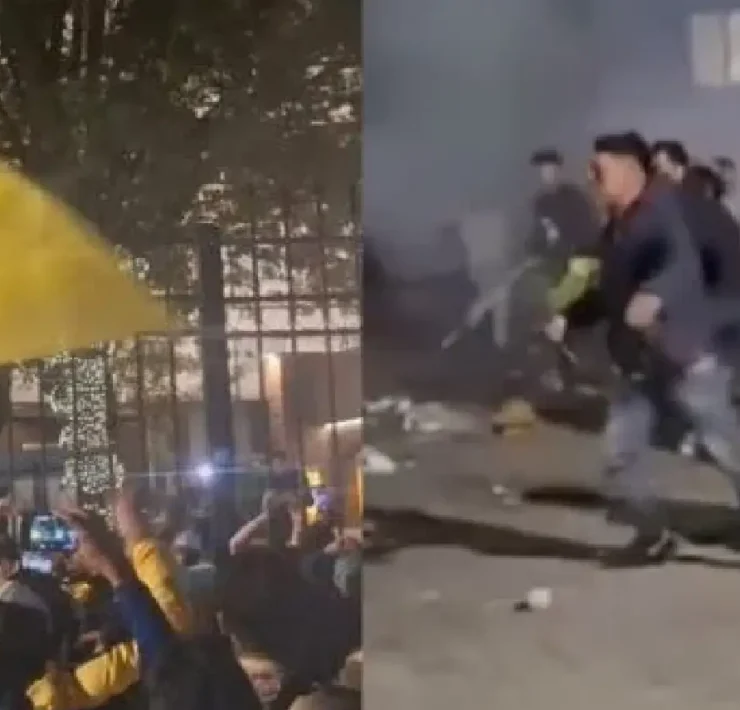 Violenta trifulca entre aficionados desata caos total