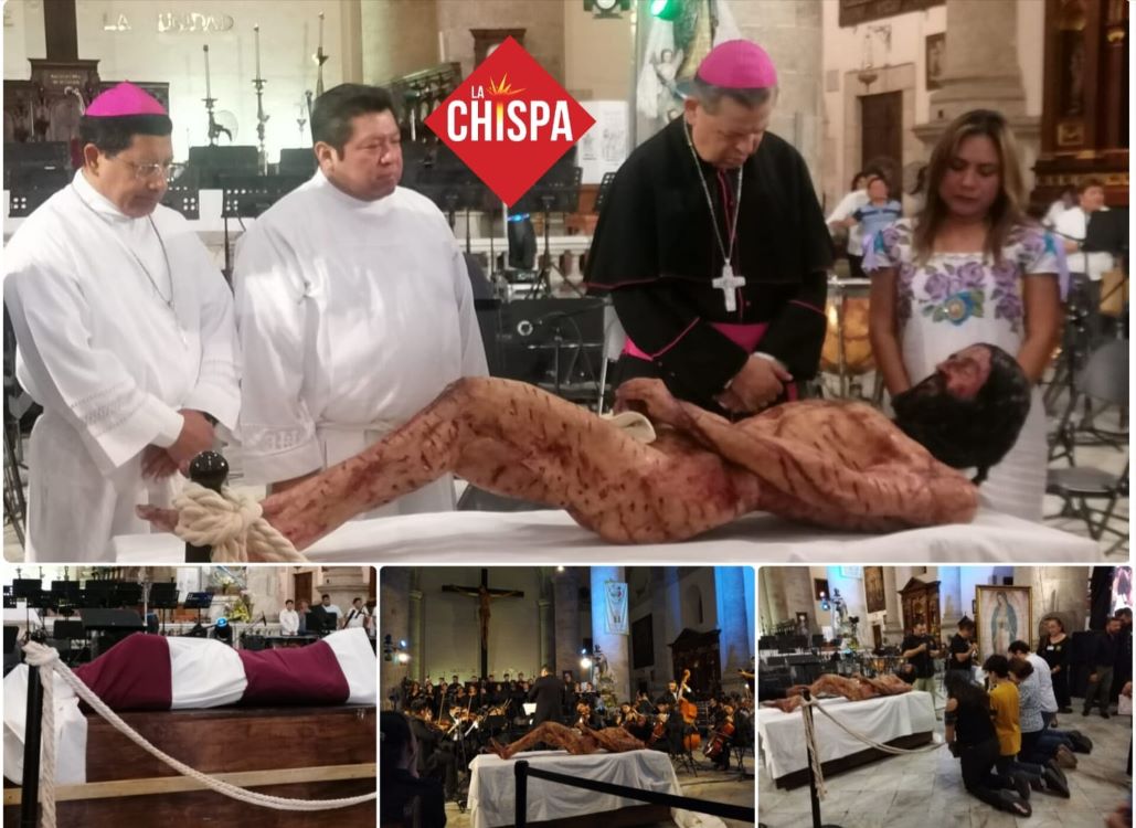 Miles de fieles llenan la Catedral de Mérida para ver la impactante escultura hiperrealista del "Hijo del Hombre"