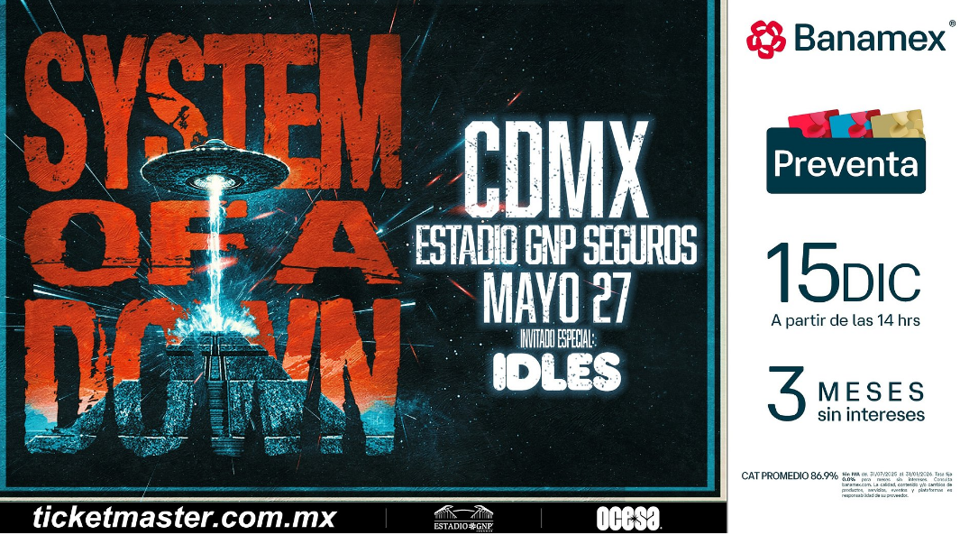 System of a Down dará un show masivo en CDMX: preventa y novedades