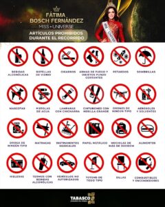 Elementos de seguridad estatal y federal hacen recomendaciones como parte de la Seguridad durante recorrido de la Miss Universe, garantizando un ambiente ordenado y familiar para los asistentes.