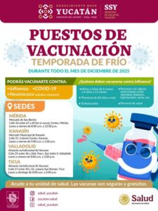 Autoridades de salud informaron que Yucatán cuenta con vacunas suficientes contra influenza, Covid-19 y neumococo, reforzando el mensaje de que No hay peligro por la Inflluenza AH3N2 en la entidad.