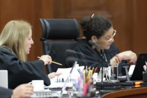 La Ministra Loretta Ortiz durante la sesión en la Suprema Corte donde se reafirmó que la obligación de dar alimentos es irrenunciable y prioriza el interés superior de la niñez.