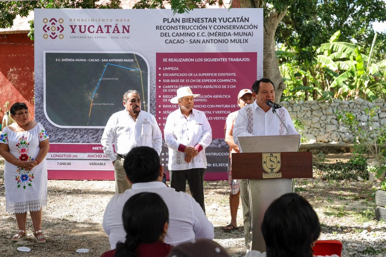 Gobernador Joaquín Díaz Mena entrega rehabilitación del camino Cacao–San Antonio Mulix