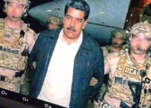 Imagen que muestra el momento de la detención de Nicolás Maduro, hecho que ha generado tensión internacional y reacciones inmediatas por parte del Gobierno de la República Bolivariana de Venezuela y la comunidad global.