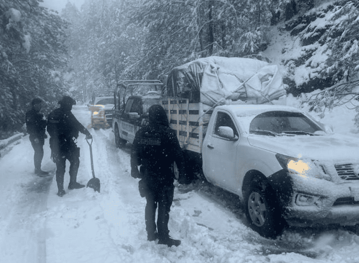 Tormenta invernal paraliza tramos carreteros en Chihuahua