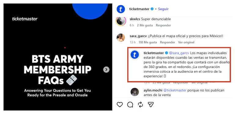 ¿Qué respondió Ticketmaster sobre los boletos de BTS?