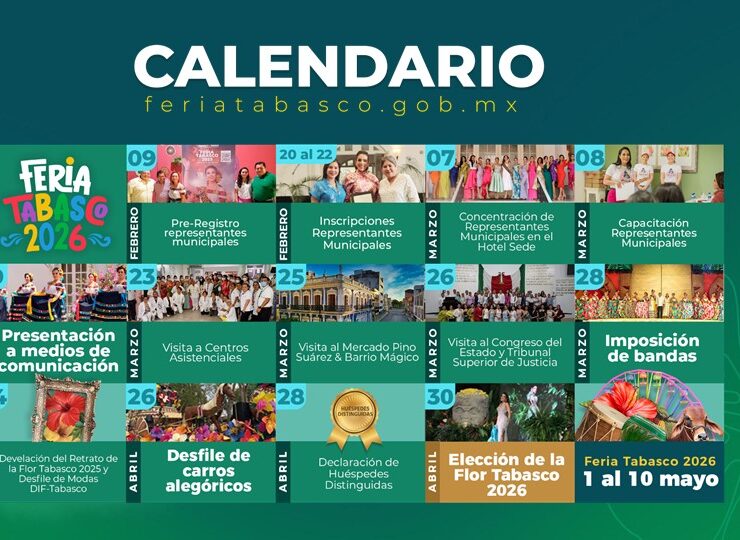 calendario oficial de la Preferia y Feria Tabasco 2026