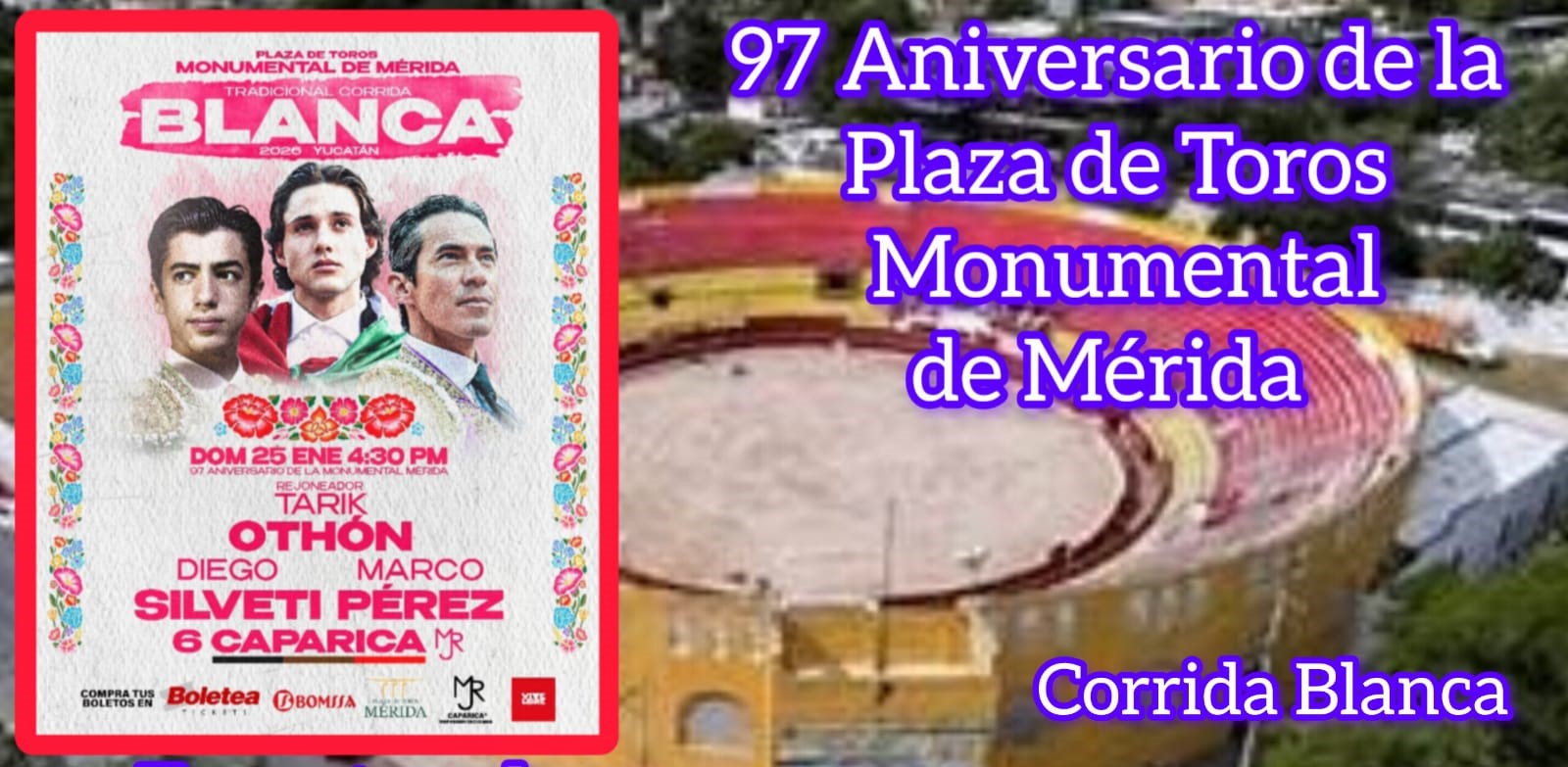 Plaza de Toros Monumental de Mérida Festeja 97 Años con Espectacular Corrida Blanca