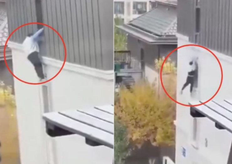 Un hombre cae al vacío al intentar escapar del esposo de su amante