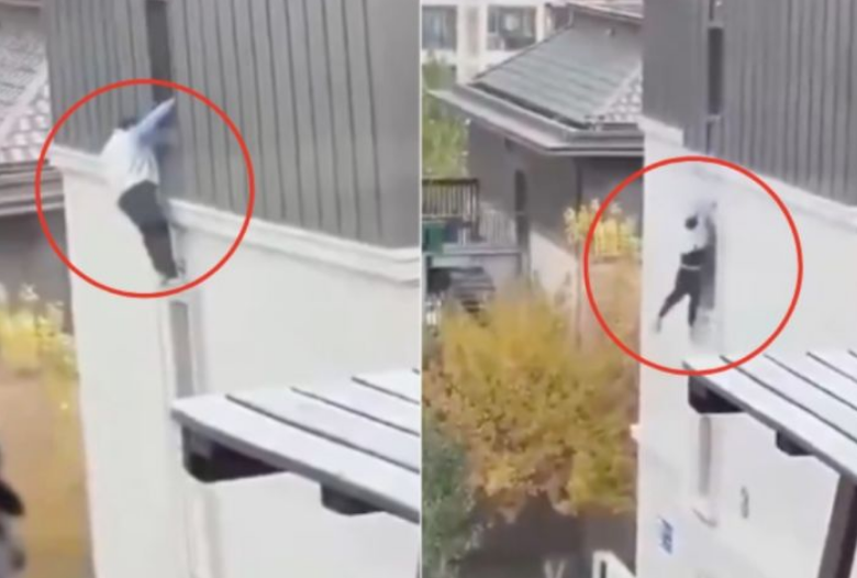 Un hombre cae al vacío al intentar escapar del esposo de su amante