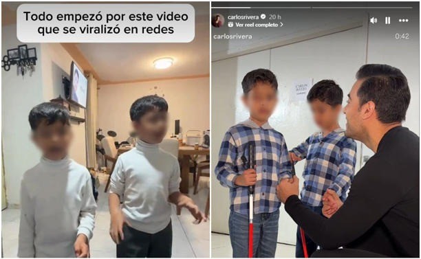 El emotivo momento de Carlos Rivera con gemelos invidentes