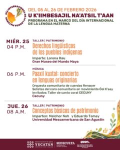 Taller interactivo de lengua maya a ritmo de jarana, donde niñas, niños y jóvenes fortalecen su identidad cultural como parte de la estrategia con la que Sedeculta refuerza promoción de la lengua maya en Yucatán.