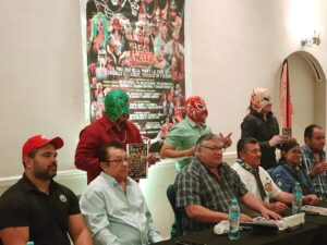 Rueda de prensa oficial donde se confirmó que Todo listo para la Real Batalla, promotores y luchadores dieron a conocer los detalles de la esperada función en el Poliforum Zamná.