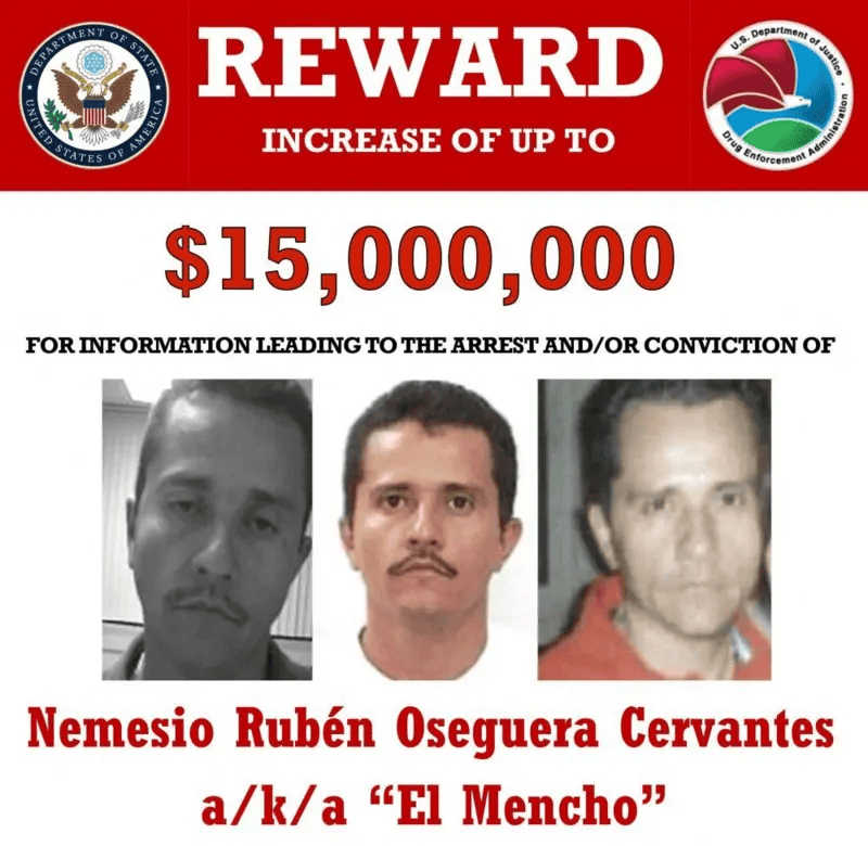 Recompensas millonarias por captura de “El Mencho”