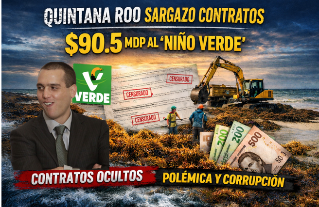 Quintana Roo sargazo contratos: $90.5 MDP al Niño Verde
