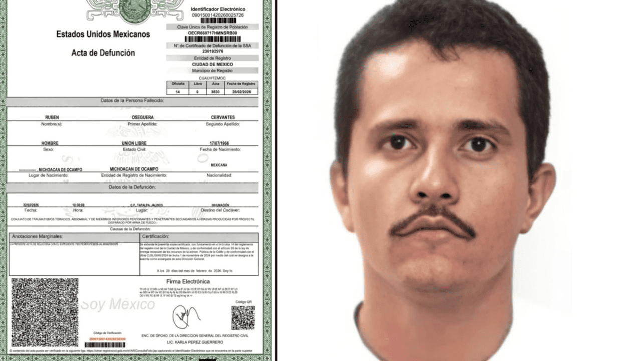 El acta de defunción de El Mencho