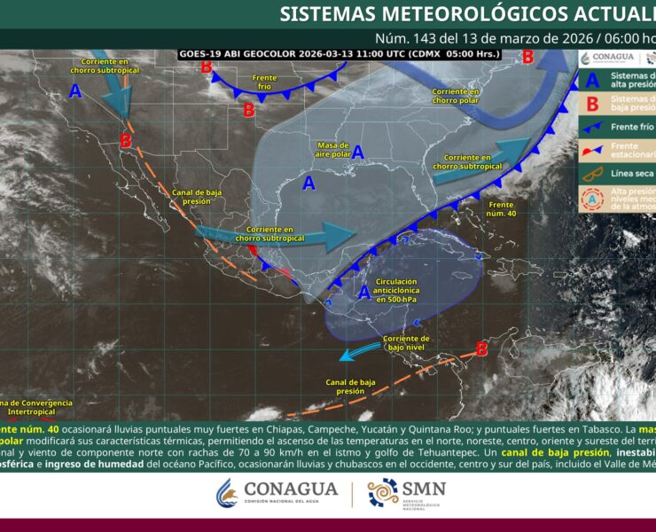 Ff 40 provoca lluvias intensas en el sureste mientras persiste onda de calor en el occidente del país