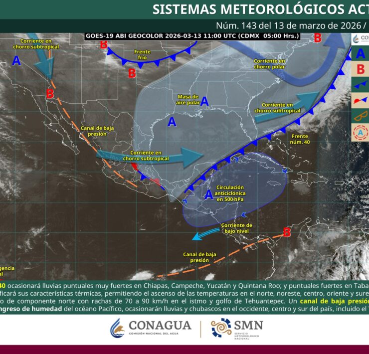 Ff 40 provoca lluvias intensas en el sureste mientras persiste onda de calor en el occidente del país