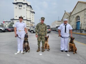 Ceremonia de retiro de los binomios caninos “Karam”, “Hitzil” y “Kobu”, que causaron baja del Servicio Activo de la Armada de México.
