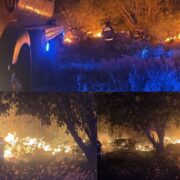 Bomberos sofocan incendio en encierro de tractocamiones en Periférico