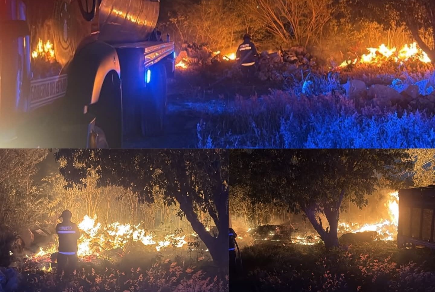 Bomberos sofocan incendio en encierro de tractocamiones en Periférico