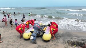 Vacacionistas disfrutaron del mar en Playa del Sol, Paraíso, en un ambiente seguro y familiar con vigilancia permanente.