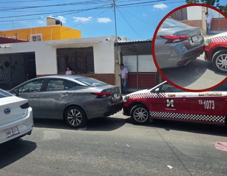 Taxi provoca choque por alcance en Campeche