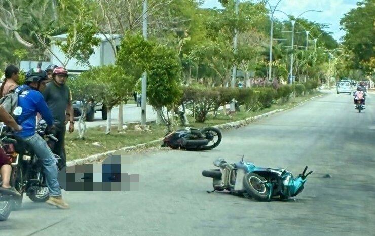 Choque Brutal: Dos motociclistas lesionados en salida de Tizimín hacia Mérida