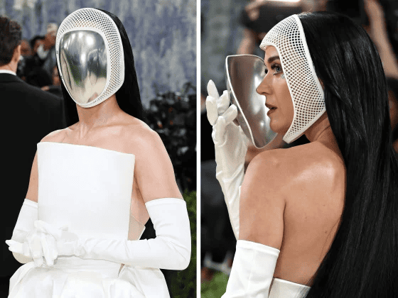 Katy Perry optó por una máscara 