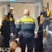 Policía arrojó a embarazada al suelo causando la furia de su esposo