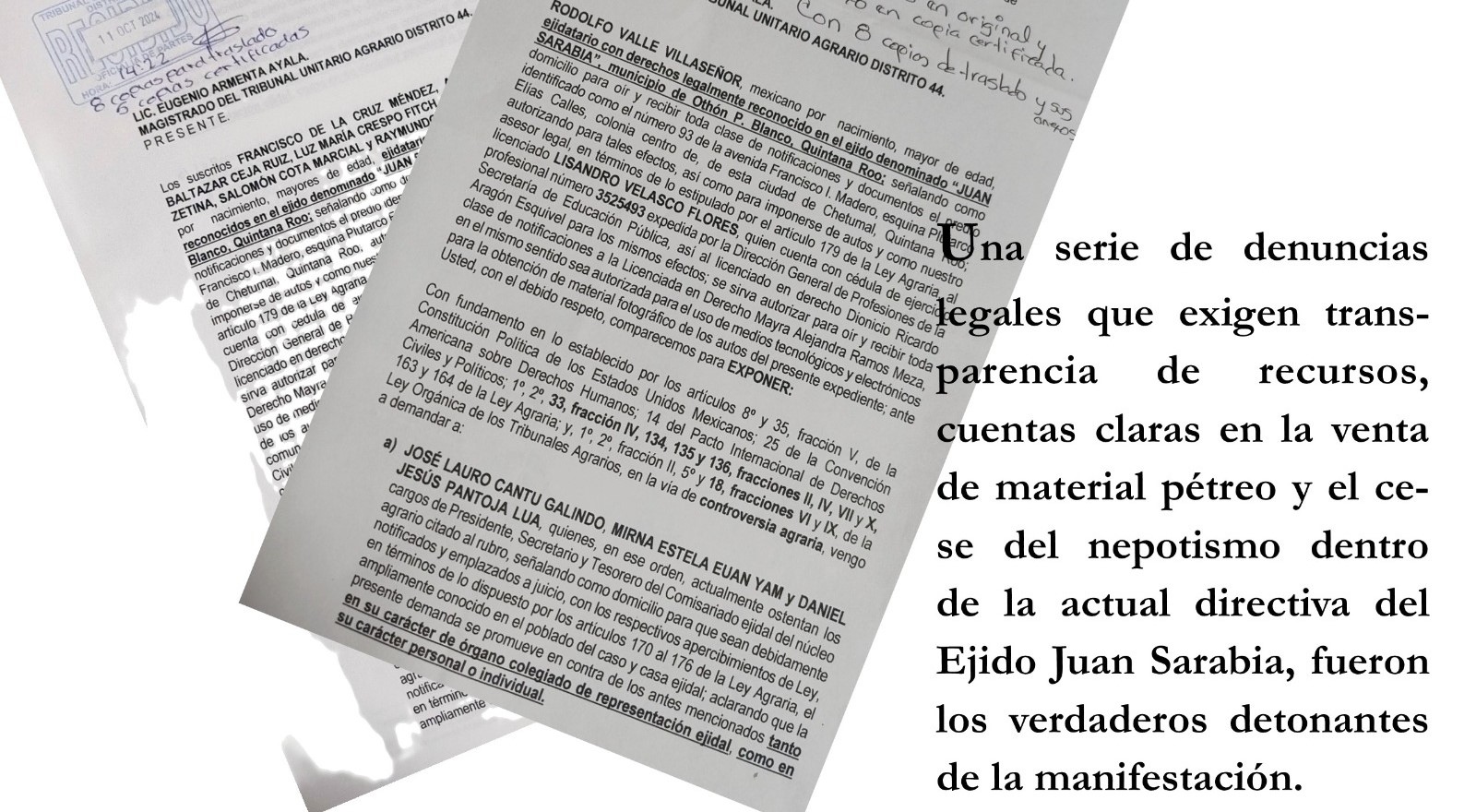 Denuncias exigen transparencia, cuentas claras y fin del Nepotismo Ejidal