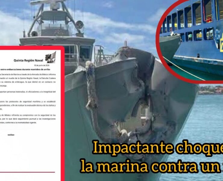 Impactante choque de la Marina contra un Ferry en Isla Mujeres 