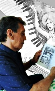 Hani Kim Villacís encontró en Narraciones de Arena y Pavimento la inspiración para plasmar en sus pinturas algunos de los relatos creados por José Luis Barrón Flores.