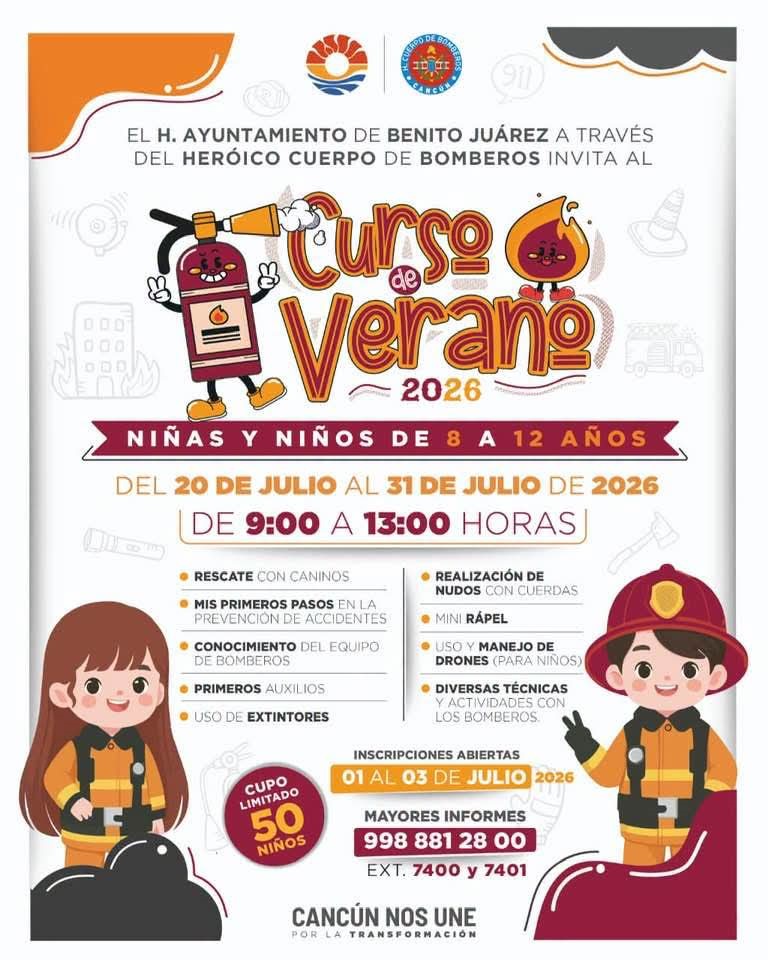 Curso de Verano 2026: Bomberos de Cancún abren inscripciones 