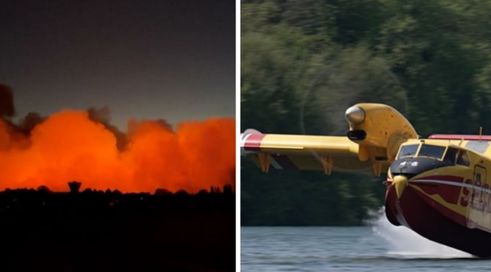 Aviones recogen agua del río Sena para combatir fuerte incendio cerca de París