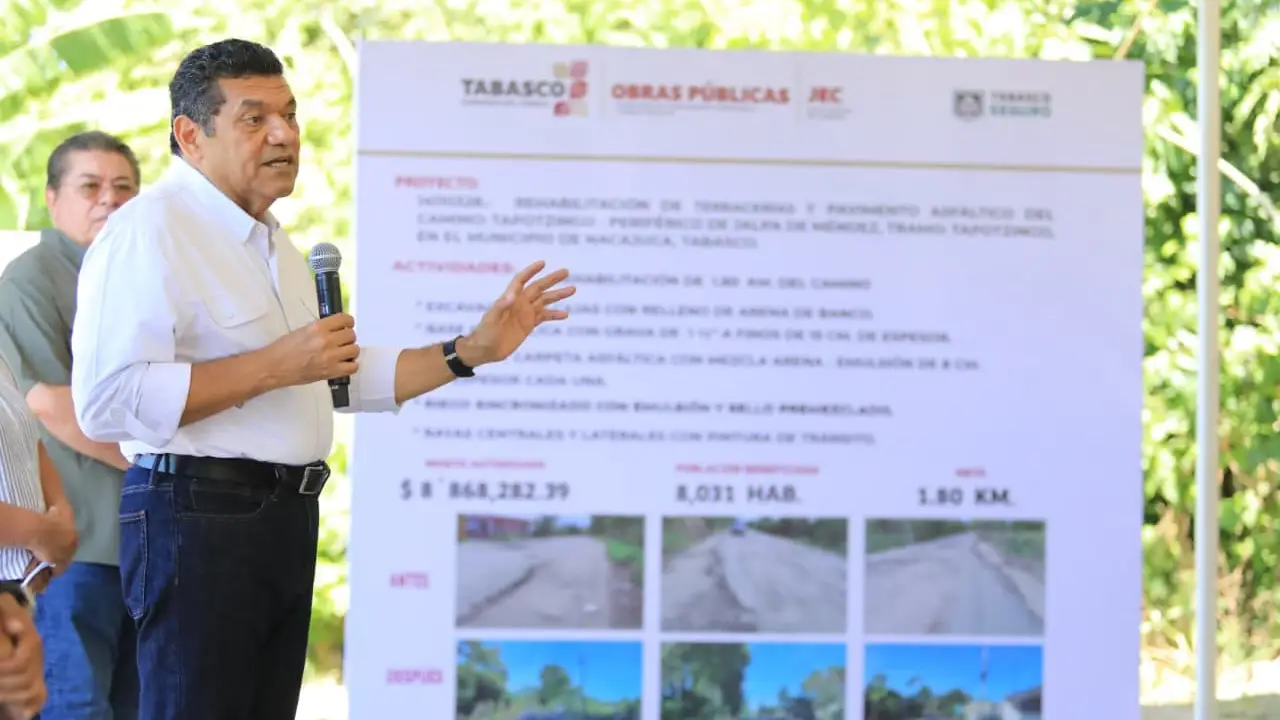 Javier May entregó obras carreteras para fortalecer la conectividad en Nacajuca