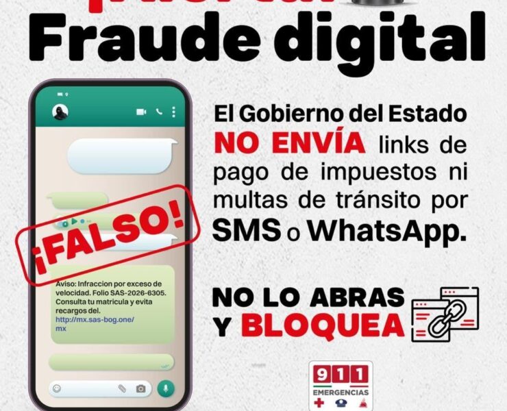 ¡Alerta! Gobierno del Estado alerta sobre mensajes falsos para pago de multas